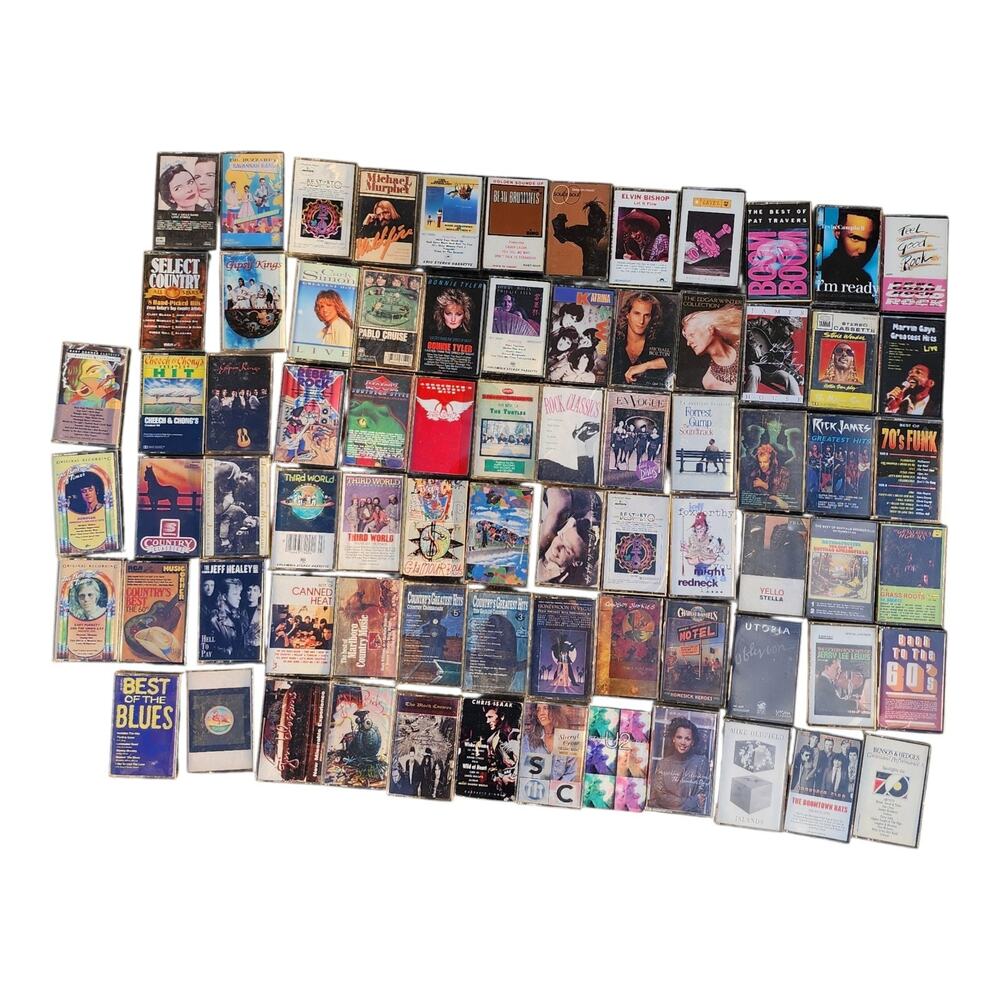 Huge Lot Of 75 Cassettes Tapes Music Rock Country R&B 60s 70s 80s 90s
